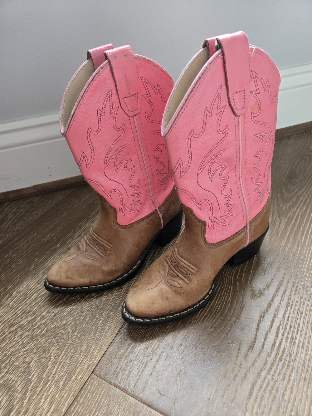 Old West Girls Pink and Brown Western/cowgirl Boots